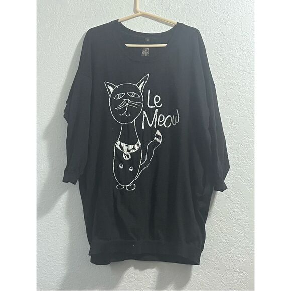 Melissa McCarthy Seven7 Le Meow Cat Black Sweater Dress Size 2x - Picture 1 of 3